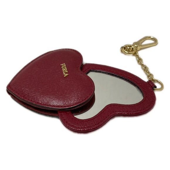 Auth FURLA - Bordeaux Gold Leather Hardware Bag Charm - Picture 4 of 7